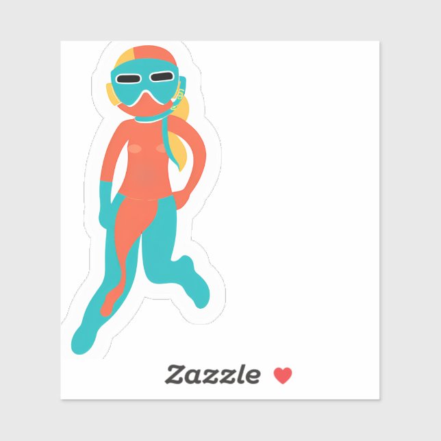 Adesivo Garota de snorkel (Folha)
