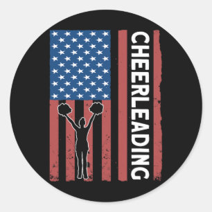 Adesivo Garota de Torcida Bandeira dos EUA Cheerleading 