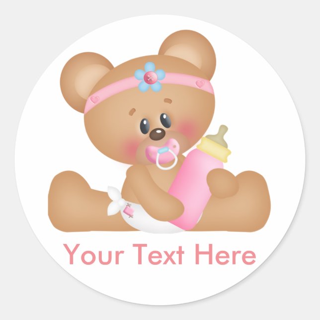 Adesivo Garota de Urso Bonito com Texto Personalizado (Frente)