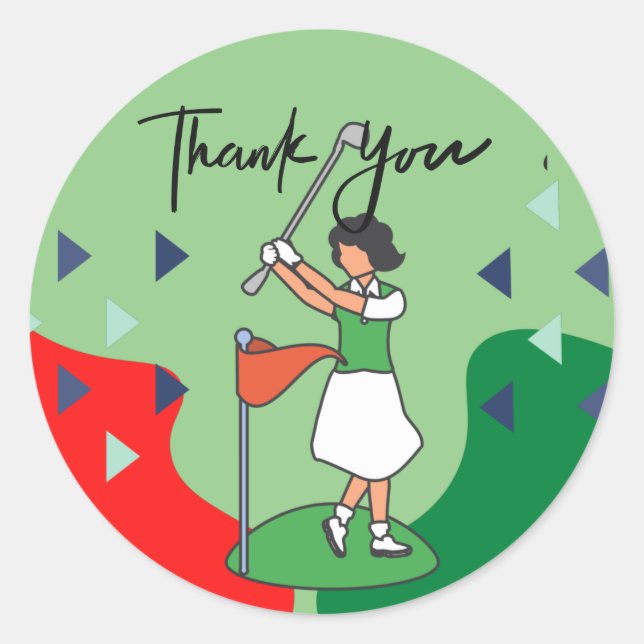 Adesivo Garota do Golfe Mulher Golfe Obrigado (Frente)