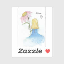 Adesivo Garota do Sonho segurando Flor Gigante "Dream Big"