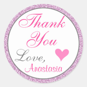 Adesivo Garota e Glam Rosa Lilac Roxo Glitter Obrigado