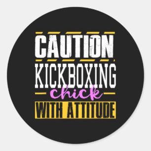 Adesivo Garota Engraçada de Kickboxing com Atitude Mulhere