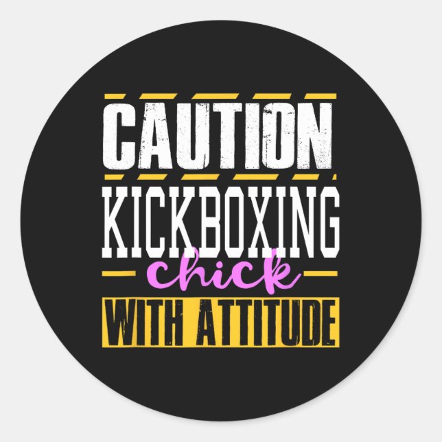 Adesivo Garota Engraçada de Kickboxing com Atitude Mulhere (Frente)