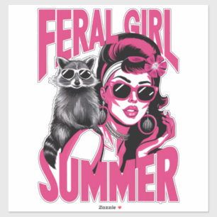 Adesivo Garota Feral Vintage Verão Opossum Engraçado Guaxi