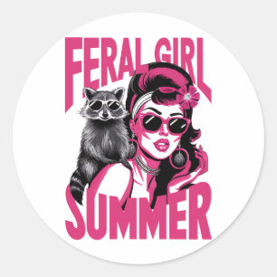 Adesivo Garota Feral Vintage Verão Opossum Raccoon Engraça