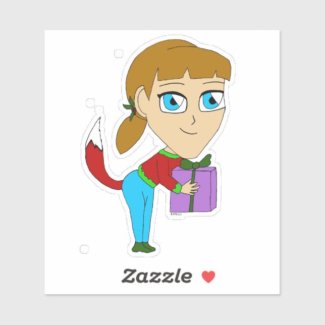 Adesivo garota foxi chibi (Folha)