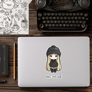 Adesivo Garota Gótica Menina Fofa Anime Cartoon Personaliz