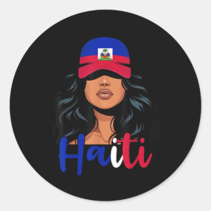 Adesivo Garota Haitiana Bandeira do Haiti Orgulhosa Mulher