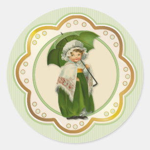 Adesivo Garota Irlandesa do Guarda-Chuva Antigo Irlandês