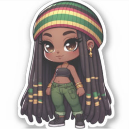 Adesivo Garota jamaicana do rasta
