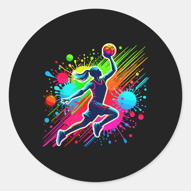 Adesivo Garota Jogadora de Basquete (Frente)