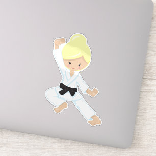 Adesivo Garota Karate, Garota Bonita, Cinturão Negro, Cabe