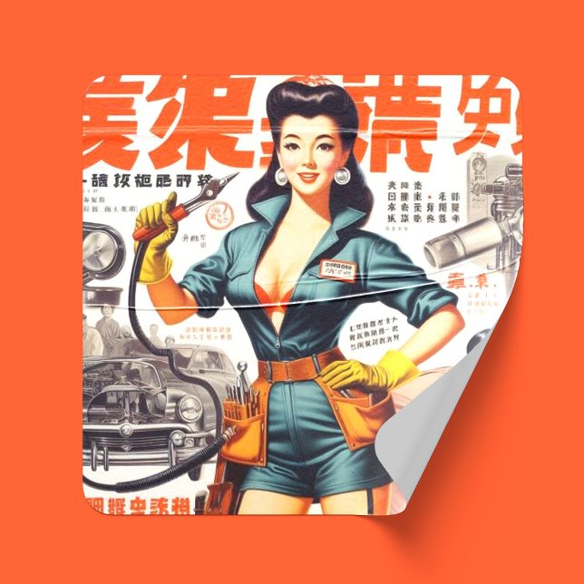Adesivo Garota Mecânica Japonesa (Criador carregado)
