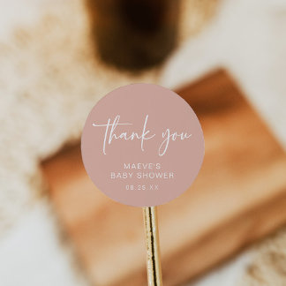 Adesivo Garota moderna Dusty Pink Chá de fraldas Round Sti