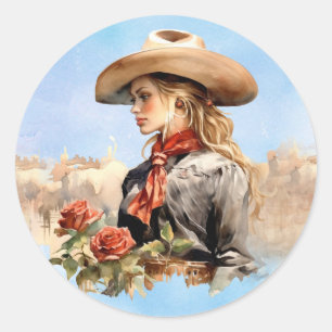Adesivo Garota Ocidental com Rosas Stickers