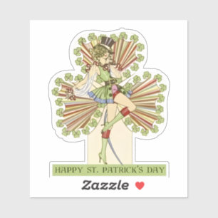 Adesivo Garota pin-up do Dia de São Patrício vintage