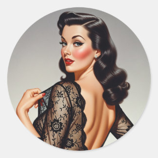 Adesivo Garota Pin-up Morena Retrô Estilo Glamour dos Anos
