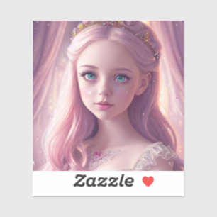 Adesivo Garota Princesa de Olhos Azuis Espelhada