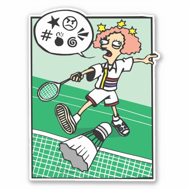 Adesivo Garota que joga badminton amaldiçoando (Frente)