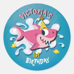 Adesivo Garota Rosa Tubarões