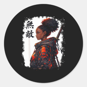Adesivo garota samurai negra anime guerreira afro africana