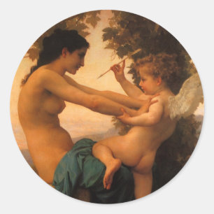 Adesivo Garota se defendendo contra o Cupido de Bouguereau
