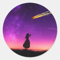 Garota Silhueta Vê Acidente Meteoro Na Terra
