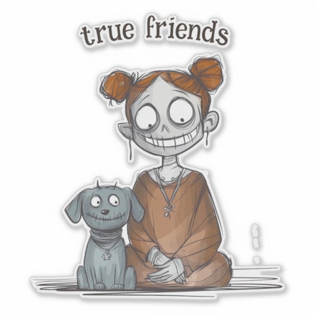 Adesivo Garota Spooky e seu amigo de cachorro (Frente)