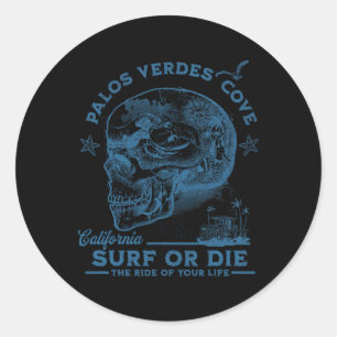 Adesivo Garota Surfando na Praia de Palos Verdes Oceano Pa