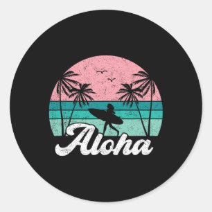 Adesivo Garota Surfista Aloha Havaí Surfista Havaiano Vint