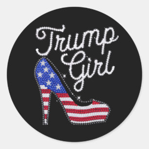 Adesivo Garota Trump Salto Alto Bandeira Americana Brilho 