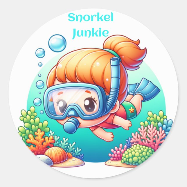 Adesivo garota viciada em snorkeling (Frente)