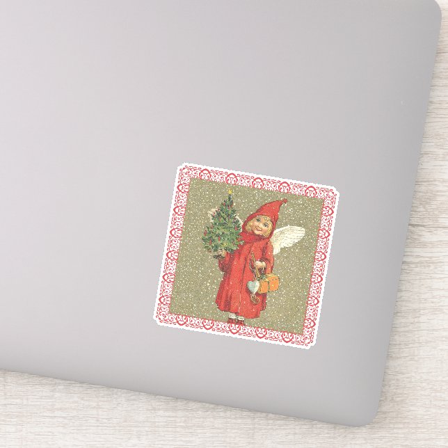 Adesivo Garota Vitoriana Neve Anjo Árvore de Natal (Detalhe)