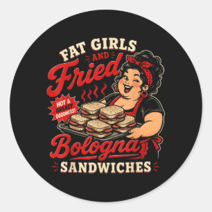 Adesivo Garotas Gordas Engraçadas E Sanduíches De Bolonha
