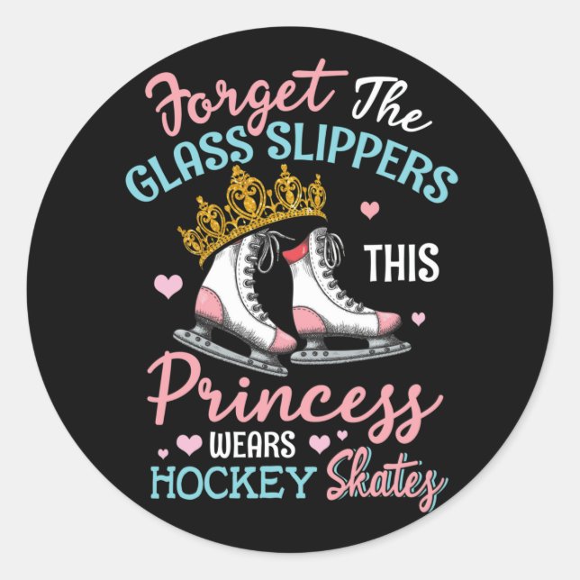 Adesivo Garotas Hockey com Gelo Esta Princesa Veste Skates (Frente)