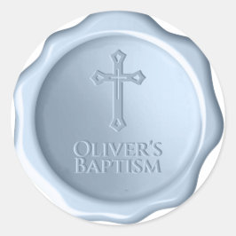 Adesivo Garoto Baptism Dusty Blue Wax Seal Emboscada Cruz