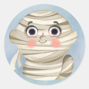 Adesivo Garoto bonito numa fantasia de Mummy Halloween Pla