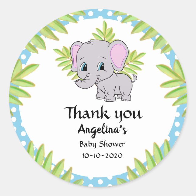 Adesivo Garoto Bonito Obrigado Bolinhas Elefante (Frente)