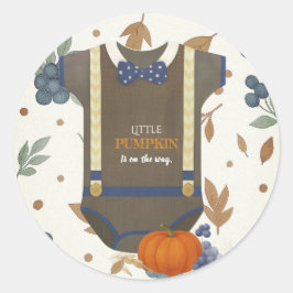 Adesivo Garoto chá de fraldas outono macacão azul