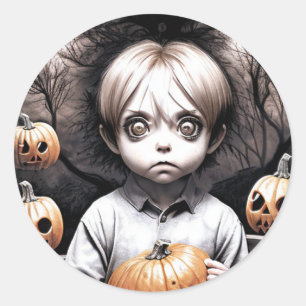 Adesivo Garoto Chibi Cansado com Halloween de Pumpkin