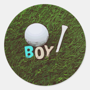 Adesivo Garoto com bola de golfe e tchau na vara