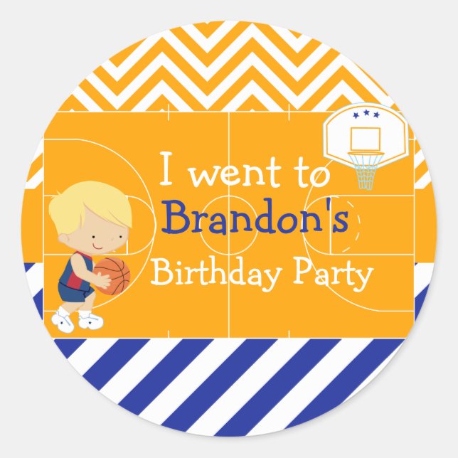 Adesivo Garoto de Cabelo Louro e Bonito de Basquete 'Eu fu (Frente)