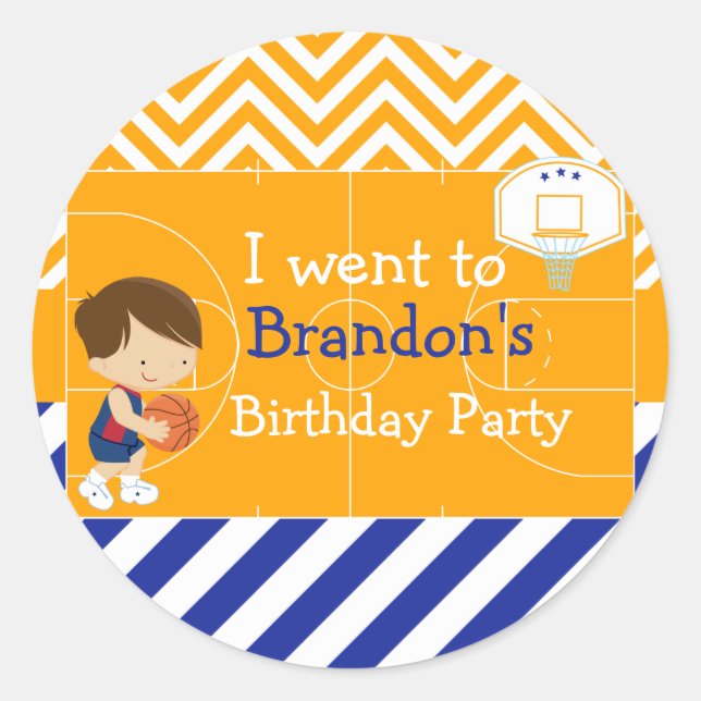 Adesivo Garoto de Cabelo Negro Bonito de Basquete 'Eu fui  (Frente)