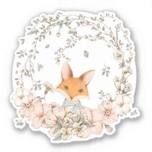 Adesivo Garoto De Florais Botânicos De Raposa De Vintage 