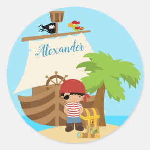 Adesivo Garoto Pirata Bonito e Nome Personalizado De Um Na