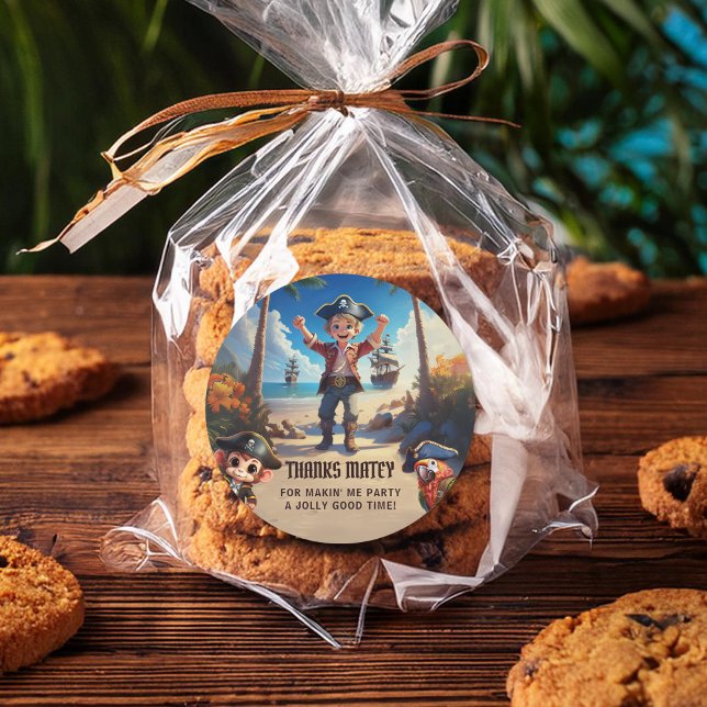 Adesivo Garoto Pirata Da Ilha Tropical Obrigado, Sticker (Criador carregado)