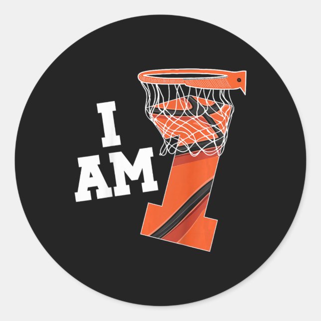 Adesivo Garoto primeiro aniversario De Basquete Crianças D (Frente)