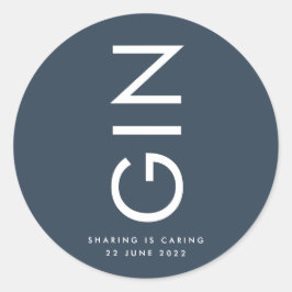 Adesivo Garrafa de Bebida com Monograma Azul Marinho Negri