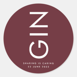 Adesivo Garrafa de Bebida com Monograma Vermelho Borgonha 